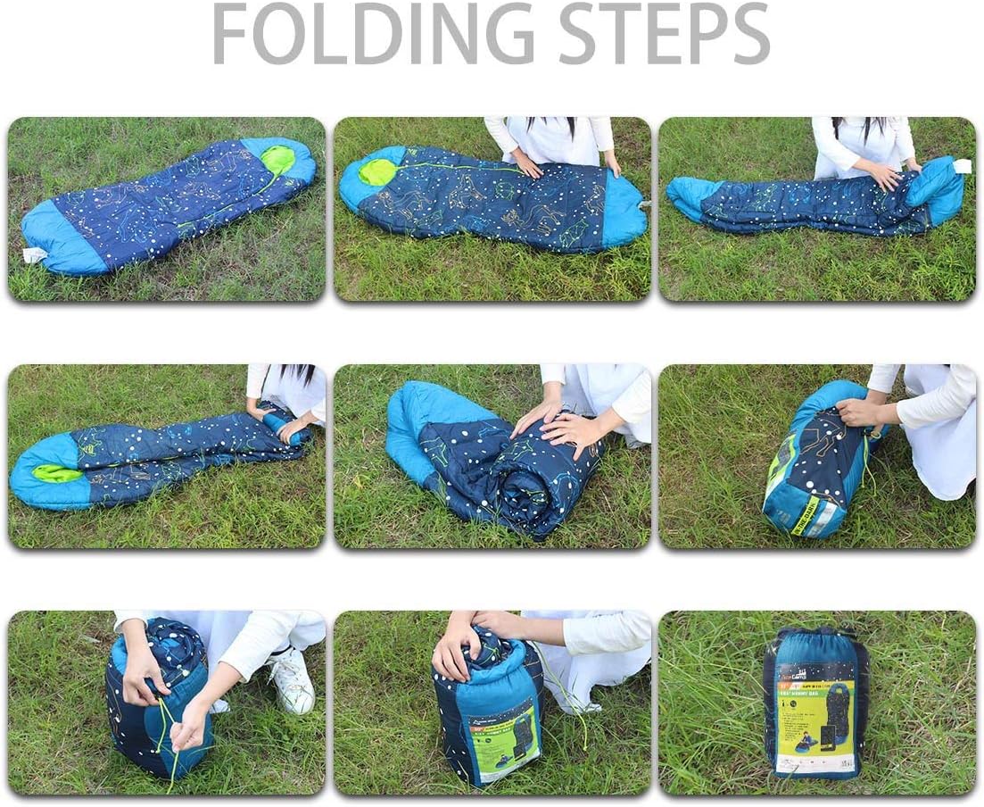 🛒 Crаzу Dеаlѕ AceCamp Glow in The Dark Mummy Sleeping Bag for Kids and Youth, Temperature Rating 30°F/-1°C, Water-Resistant for Camping, Hiking, and Slumber Party