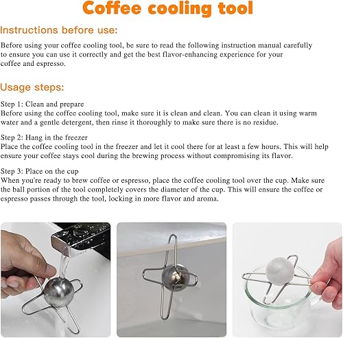 Miniatura 8 de WEIGUZC Herramienta de enfriamiento de café con esfera de hielo de acero inoxidable reutilizable, desbloquea sabores verdaderos del café, también
