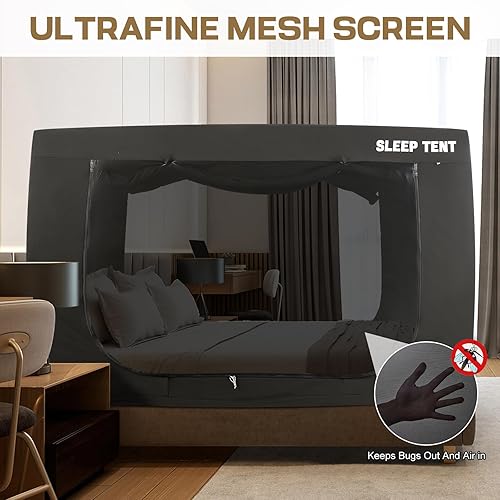 Vista 23 de King Size Bed Tent, Portable Sleeping Tents Dream Tents Indoor for Kids and Adult, Blackout 93% Breathable Privacy Space on Bed with Three Doors