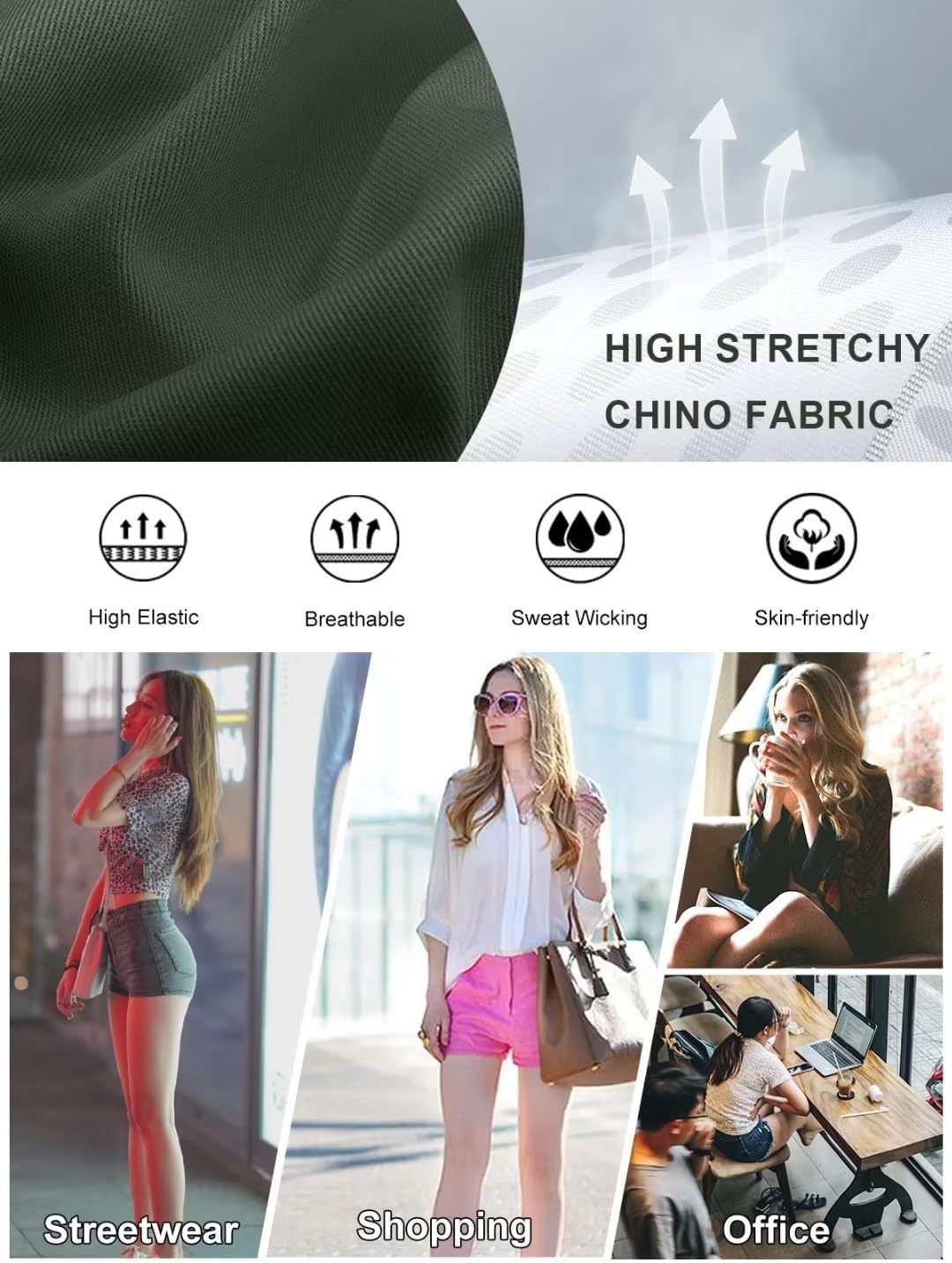 Women's Stretchy Jean Shorts Mid Waisted Twill Shorts Stretch Junior Booty Denim Shorts with Pockets Club Night - Image 5