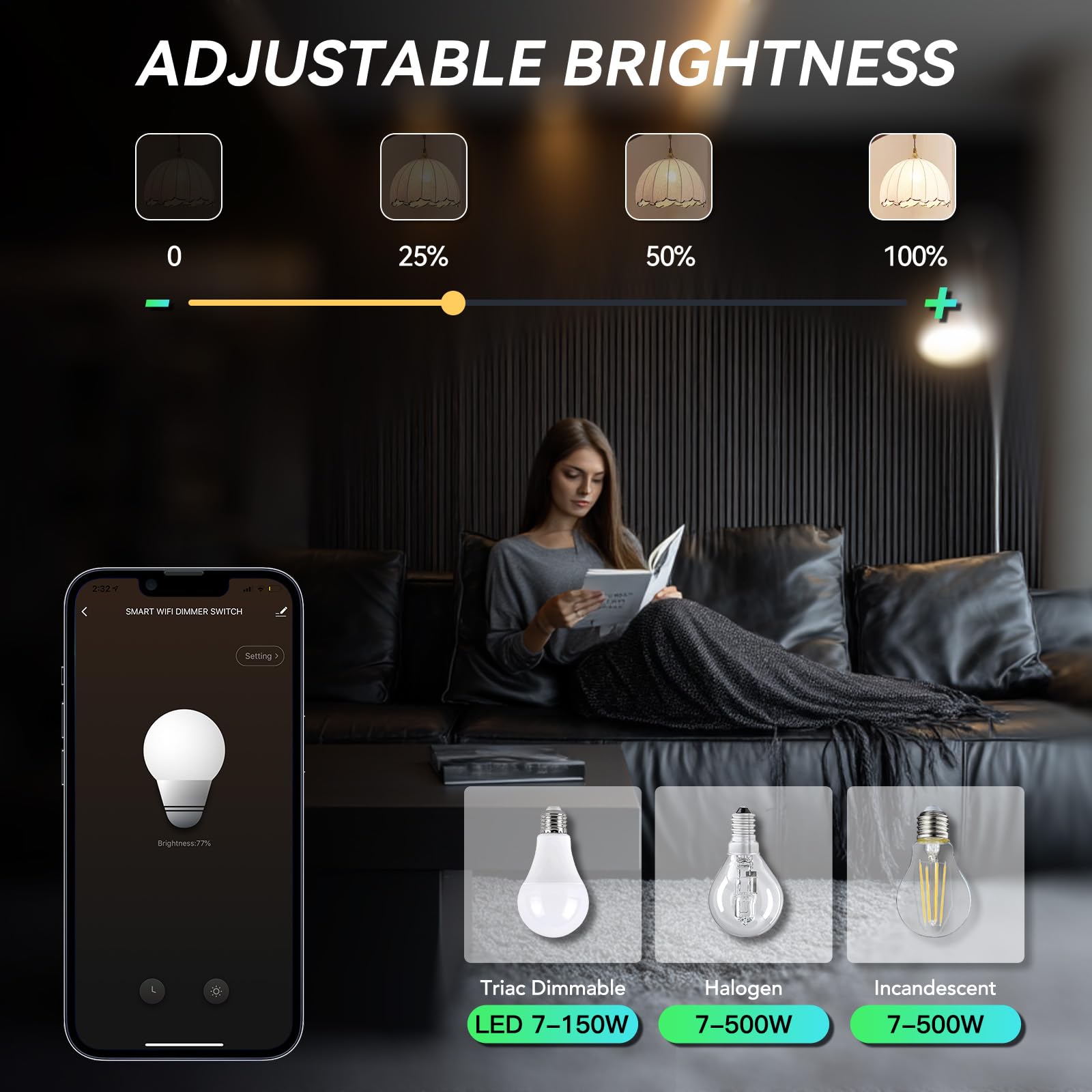 BSEED Interruttore WIFI Tattile e Interruttore Dimmer WIFI Alexa 3 Gang 1 Via, Interruttore Smart Compatibile con Google Home, Interruttore a Parete Nero(Richiesto la Linea Neutra)