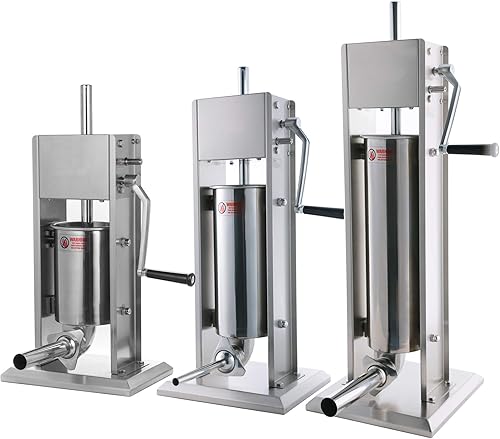 Miniatura 3 de Relleno de salchichas vertical de acero inoxidable, astilla, doble velocidad, fácil de limpiar (7 libras3 L)