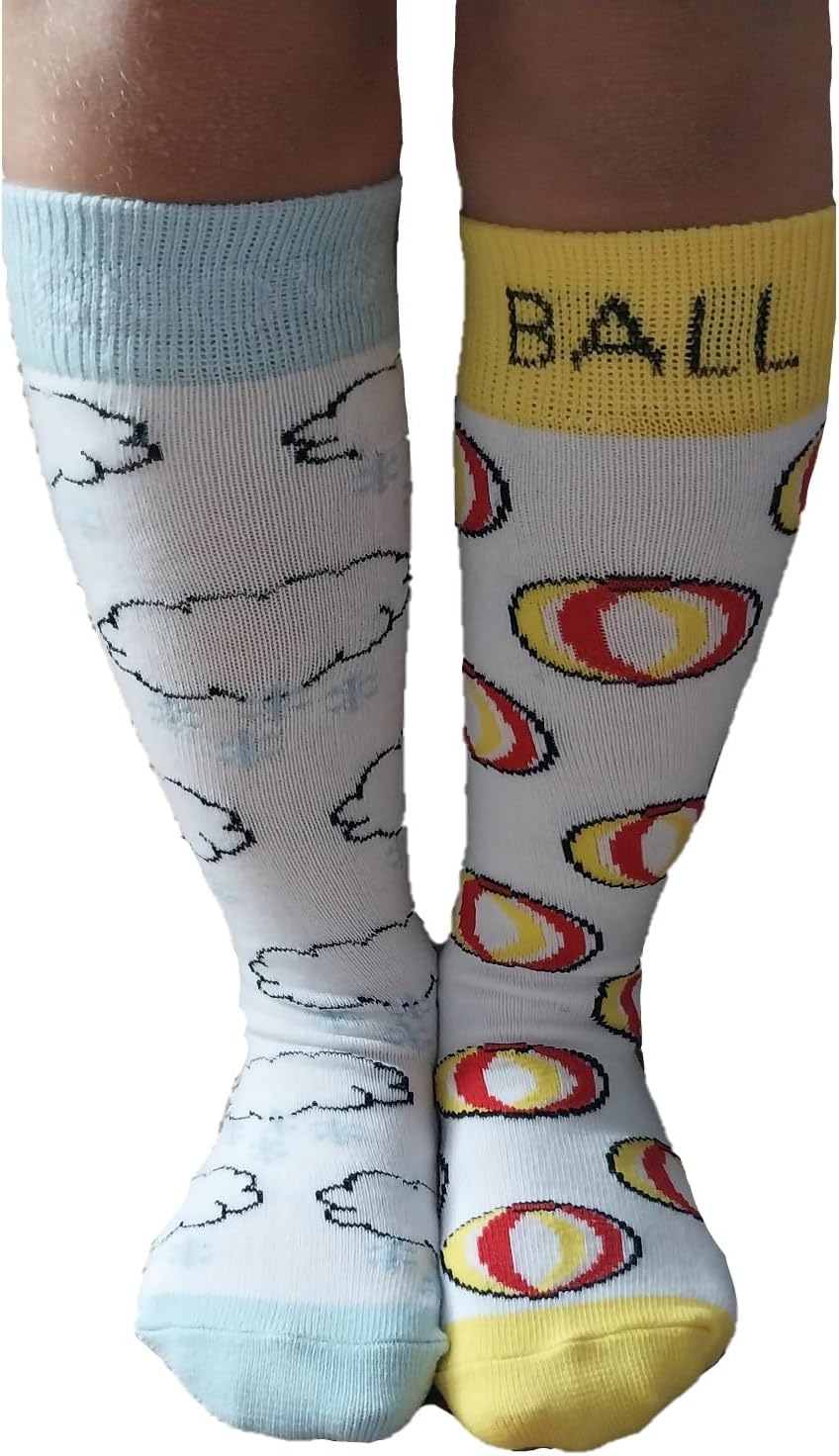 Mixin Itup Knee High Compound Word Socks - 6 Pair Pack - Fun & Colorful Mismatched Sock Set for Kids