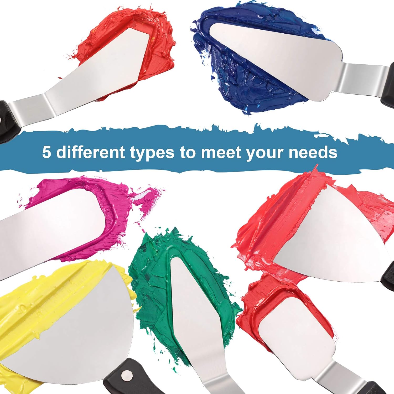 7 Pieces Large Painting Knives Stainless Steel Spatula Palette Knife Painting Mixing Scrapers Oil Painting Accessories Pallet Knife Set for Color Mixing Acrylic Mixing Supplies