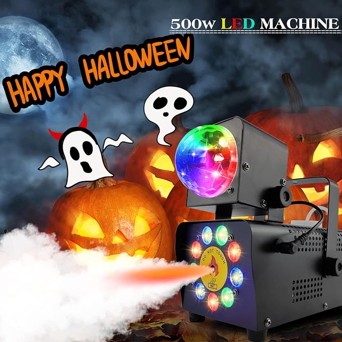 Máquina de humo con luces LED y control remoto inalámbrico miniatura 4