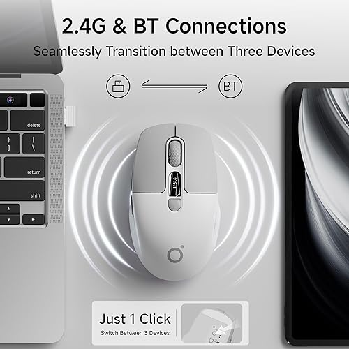 Miniatura 3 de EWEADN Q1 - Ratón inalámbrico, Bluetooth y mouse silencioso de 2.4 G, clic silencioso con 3 niveles de DPI, batería y pantalla inteligente DPI, 6