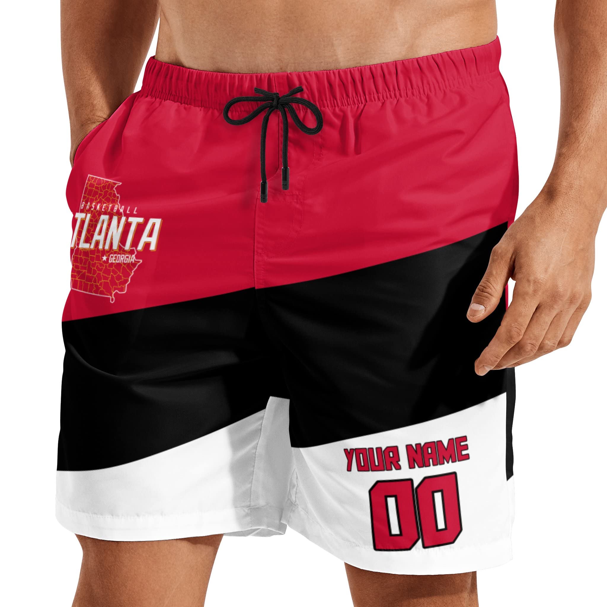 Custom Beach Shorts Basketball City Summer Casual Swim Trunks Beachwear Pants Add Name & Number Personalized Gifts for Men Youth