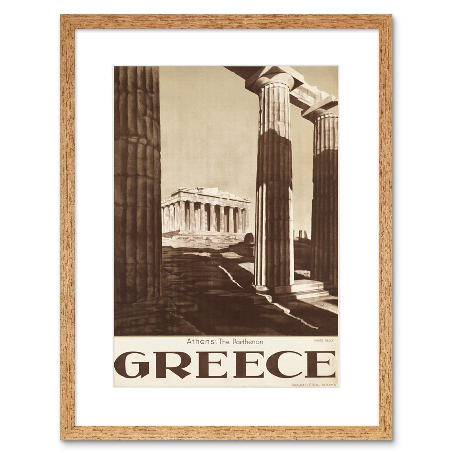 Wee Blue Coo Travel Athens Greece Parthenon Acropolis Ancient Column Framed Wall Art Print