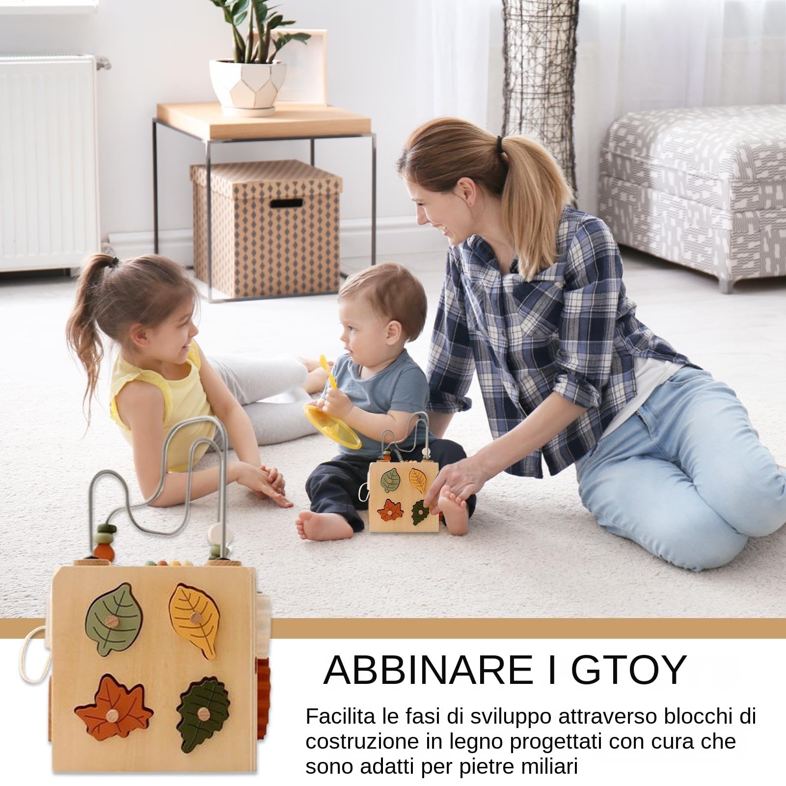 Generico Perline Di Legno Da Infilare Giocattoli Con Perle Da Infilare | Educativi per Bambini 1-3 Anni Didattico Ragazzi Ragazze Asilo Famiglie Casa Esterno