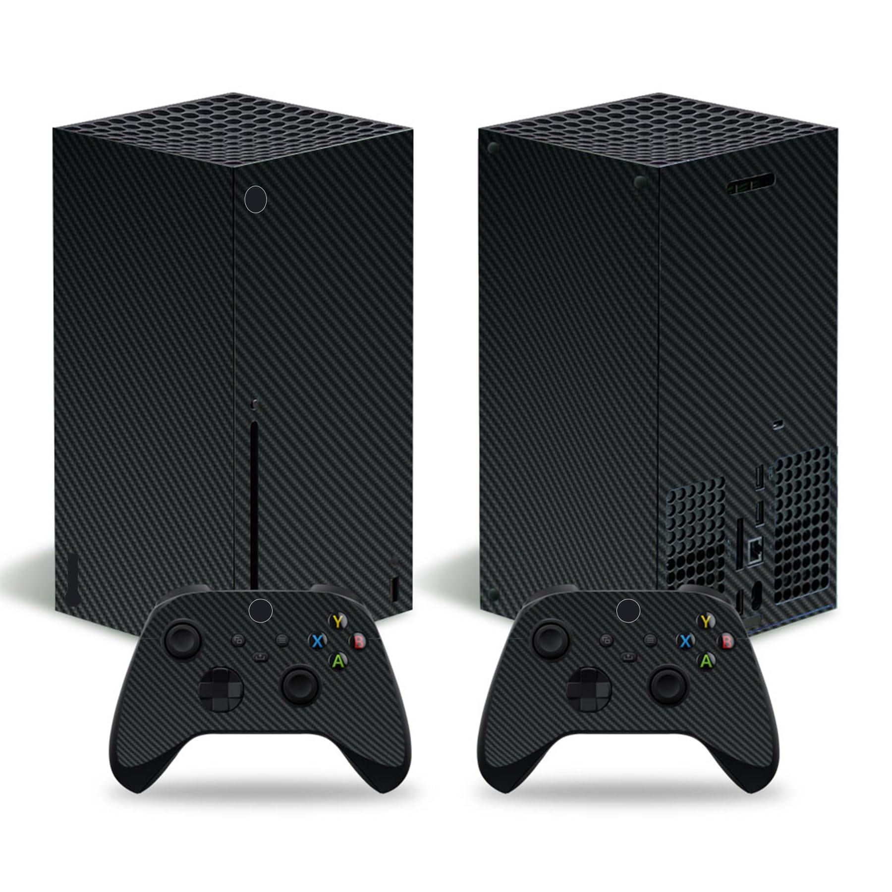Skin adesiva per Xbox Series X, in vinile, per console e controller Xbox Series X, set completo di skin per console di gioco X Box Series X (fibra di carbonio nera)