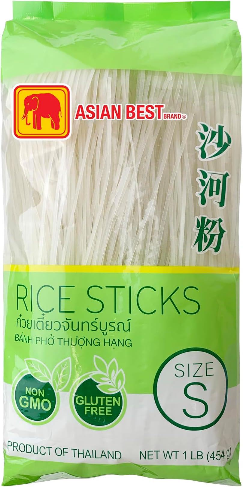 Premium Rice Stick Noodle, Non GMO, Gluten Free, Small Size, 2mm,16 oz (3 Pack) | Small Size, 2mm, 16 oz, 3 Pack