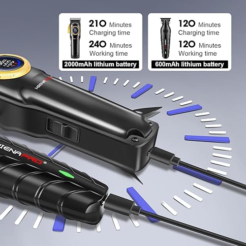 Miniatura 5 de HIENA PRO Juego de cortapelos profesional para hombres, kit de peluquería inalámbrico, kit de corte de cabello recargable, juego de cortapelos y