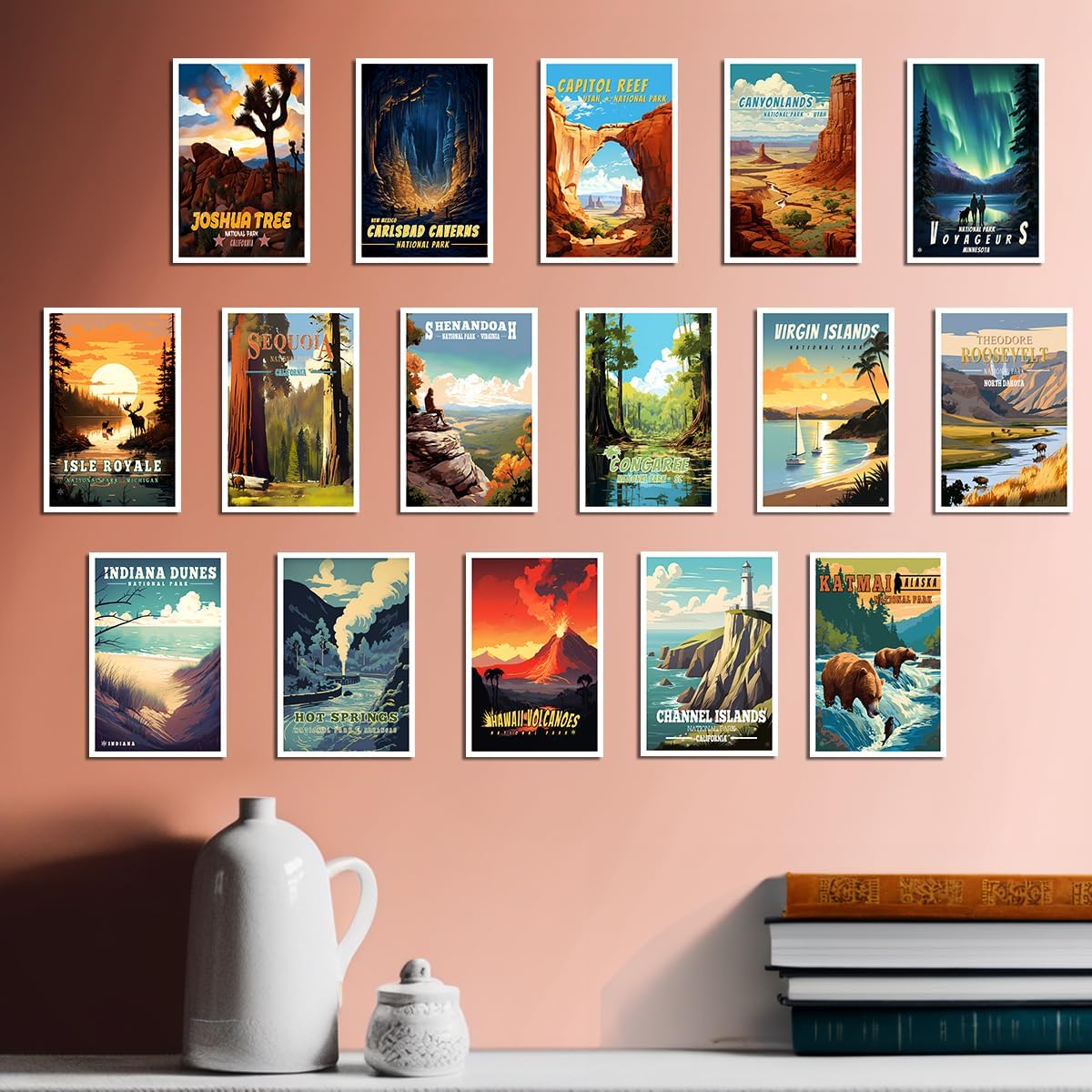 SHOXREM National Parks Theme Postcard Set: Retro Travel Posters Wall Decoration - 63 Abstract U.S. Parks Illustrations, 4" W x 6" H - Image 5