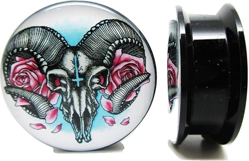 Miniatura 3 de Pierced Republic Ram & Flower - Tapones acrílicos atornillados, 12 tamaños