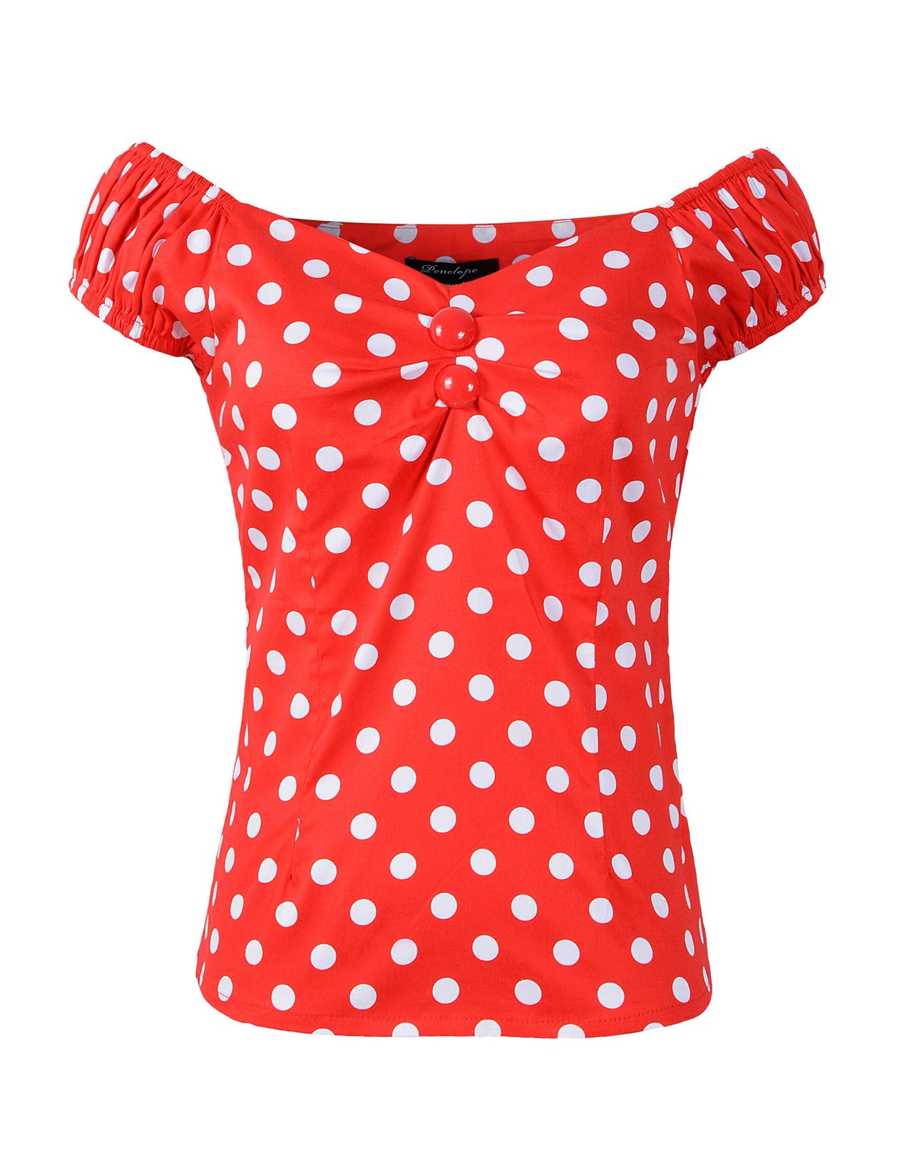 Penelope Vintage Women's Red/White Polka Dot 1950S Vintage Retro Dolores Top Rockabilly Pinup - 16