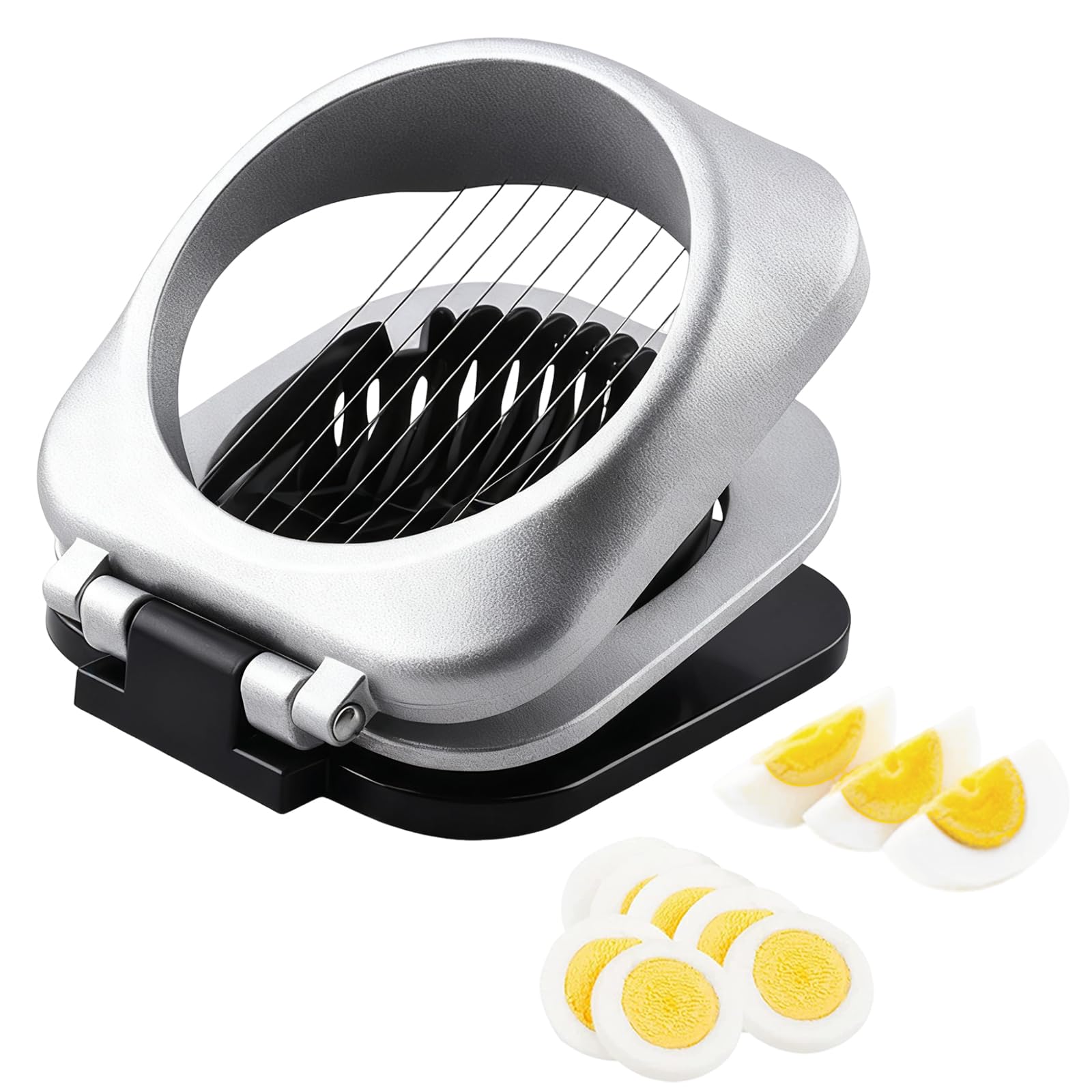 Cortador Huevos Duros Acero Inoxidable Aluminio, Corta Huevos Cocidos Profesional apto para Lavavajillas, Cortador de Huevo Cocidos de Velocidad para Tomates Mozzarella Kiwi Fresas, Egg Slicer