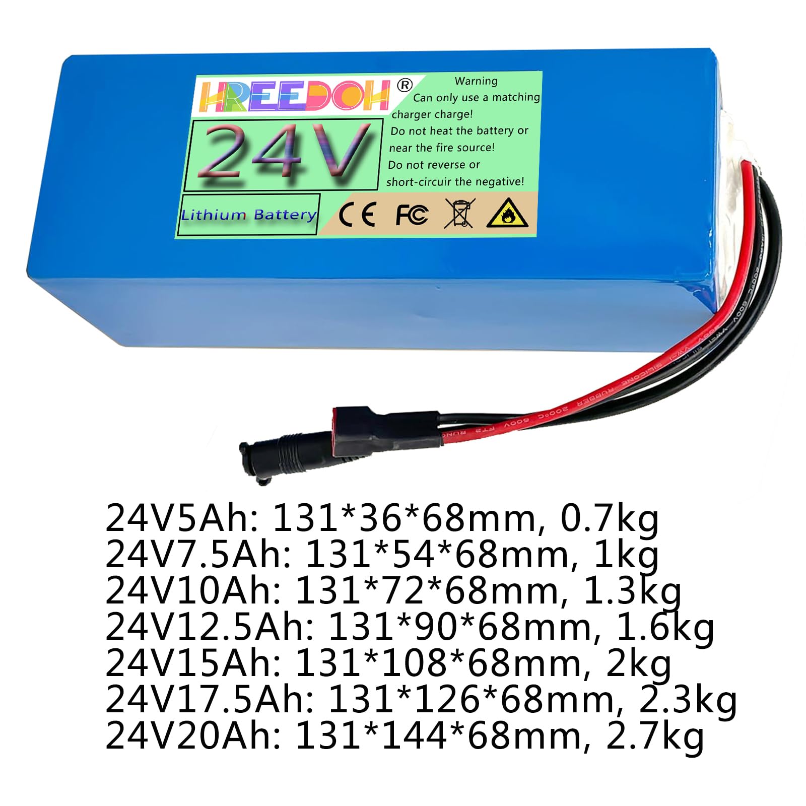 Batteria al Litio 24V Batteria agli ioni di Litio 24V 5AH 7.5AH 10AH 12.5AH 15AH 17.5AH 20AH per Motore 0-480W con caricabatteria