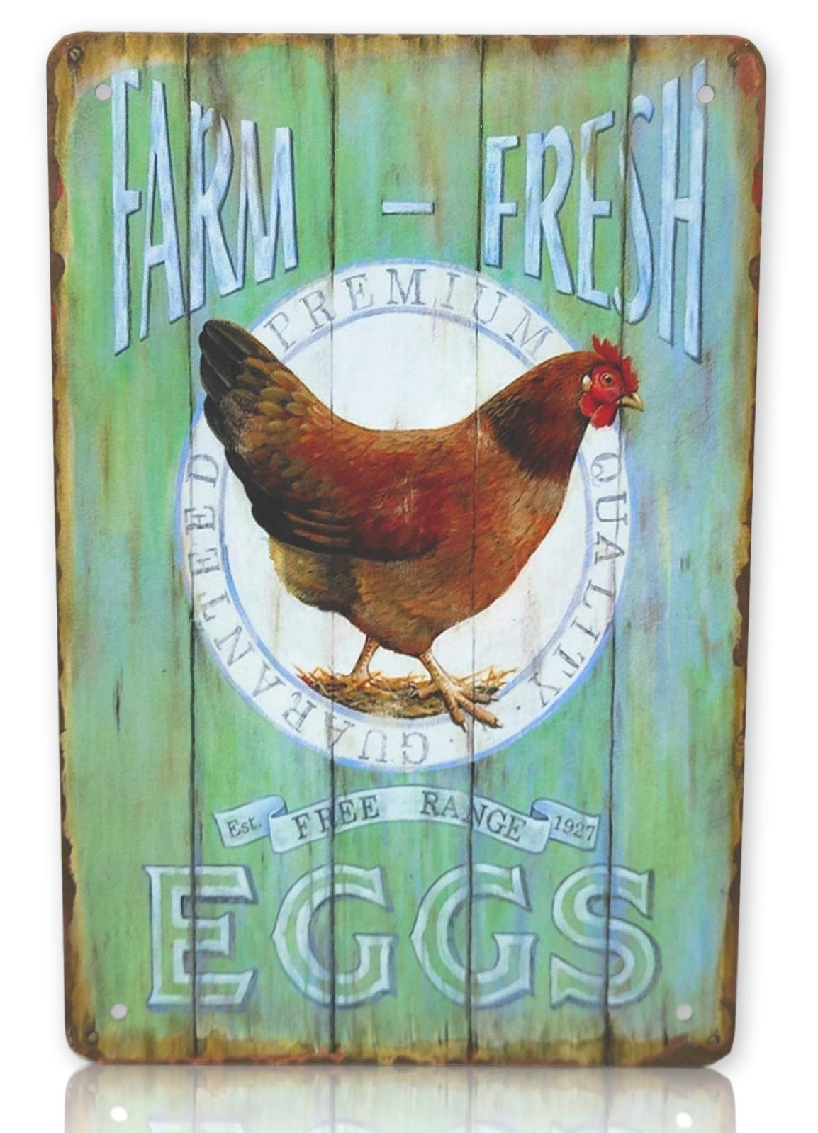 Save Directly Farm-Fresh Premium Quality Eggs - Est Free Range 1927 Metal Sign 8x12 Inches