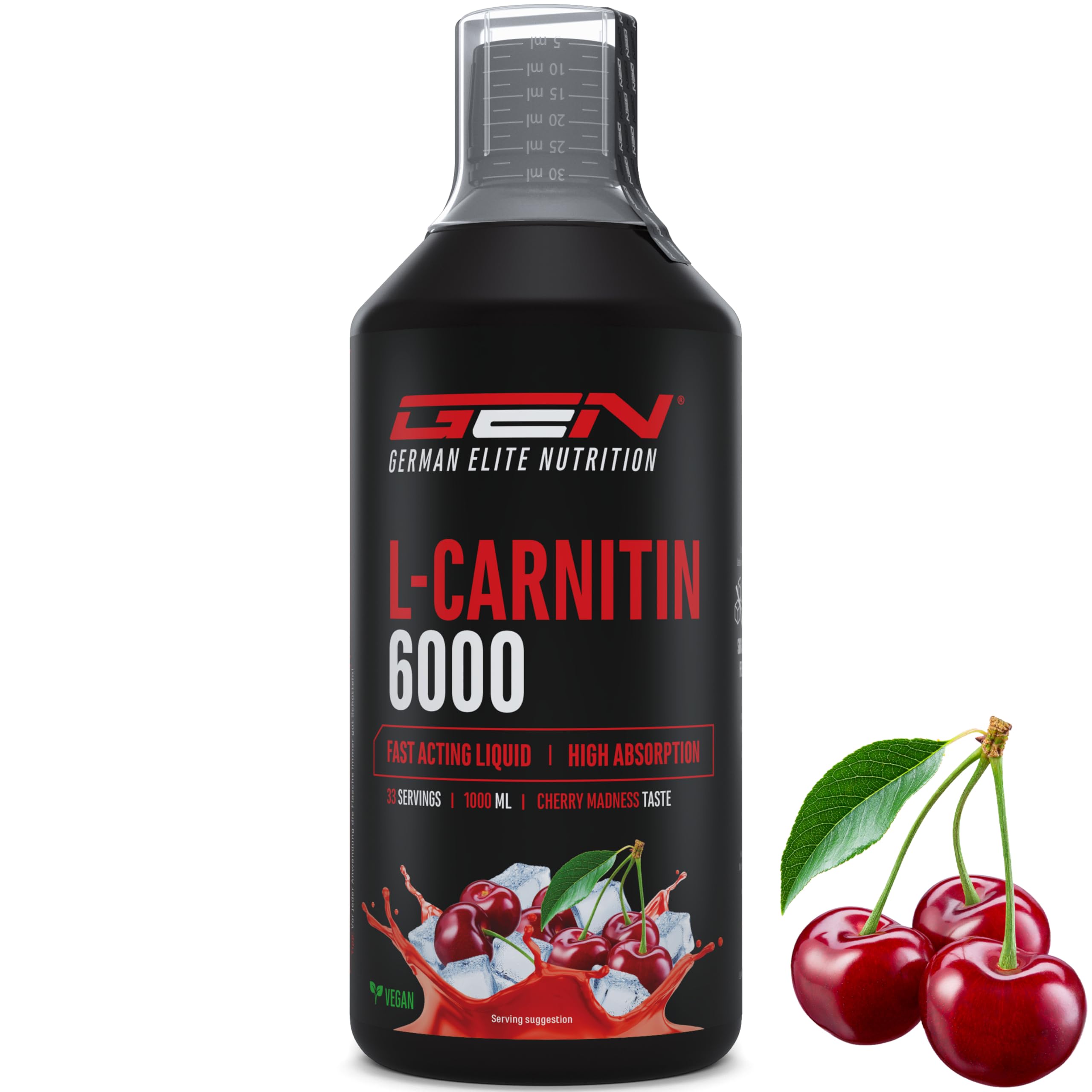 L-Carnitine 6000 Liquid - 1000 ml - Extra High Dose with 6000 mg Pure  L-Carnitine per Daily Serving - Amino Workout Drink