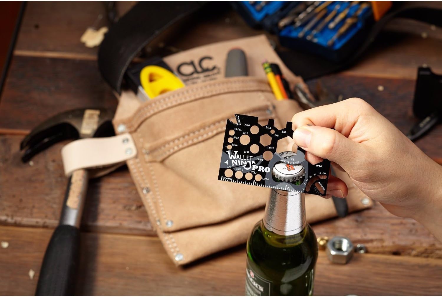 Wallet Ninja PRO: 26 in 1 Credit Card Multitool (Measure Bits & Bolts, Wrenches, Protractor, Bottle Opener)