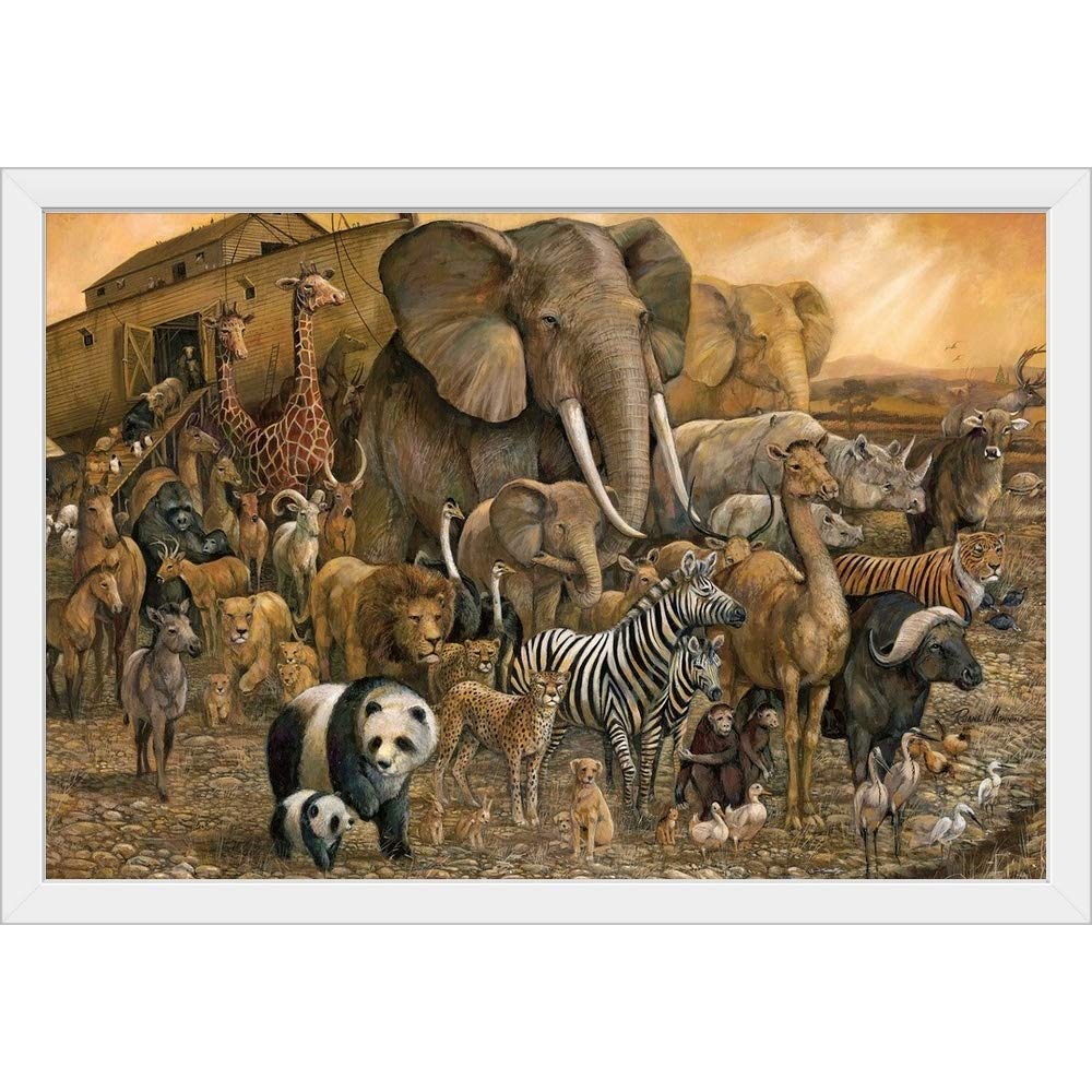 Amazon.com: Noah's Ark White Framed Art Print, Wildlife Artwork