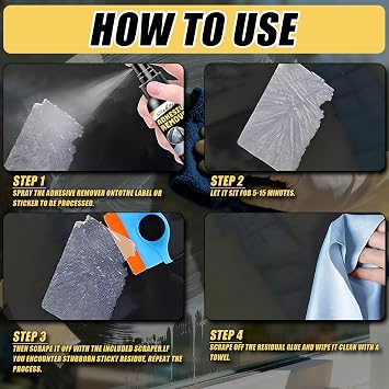 Adhesive Remover Spray, 100ml Glue Remover with Scraper Tool and Cloth