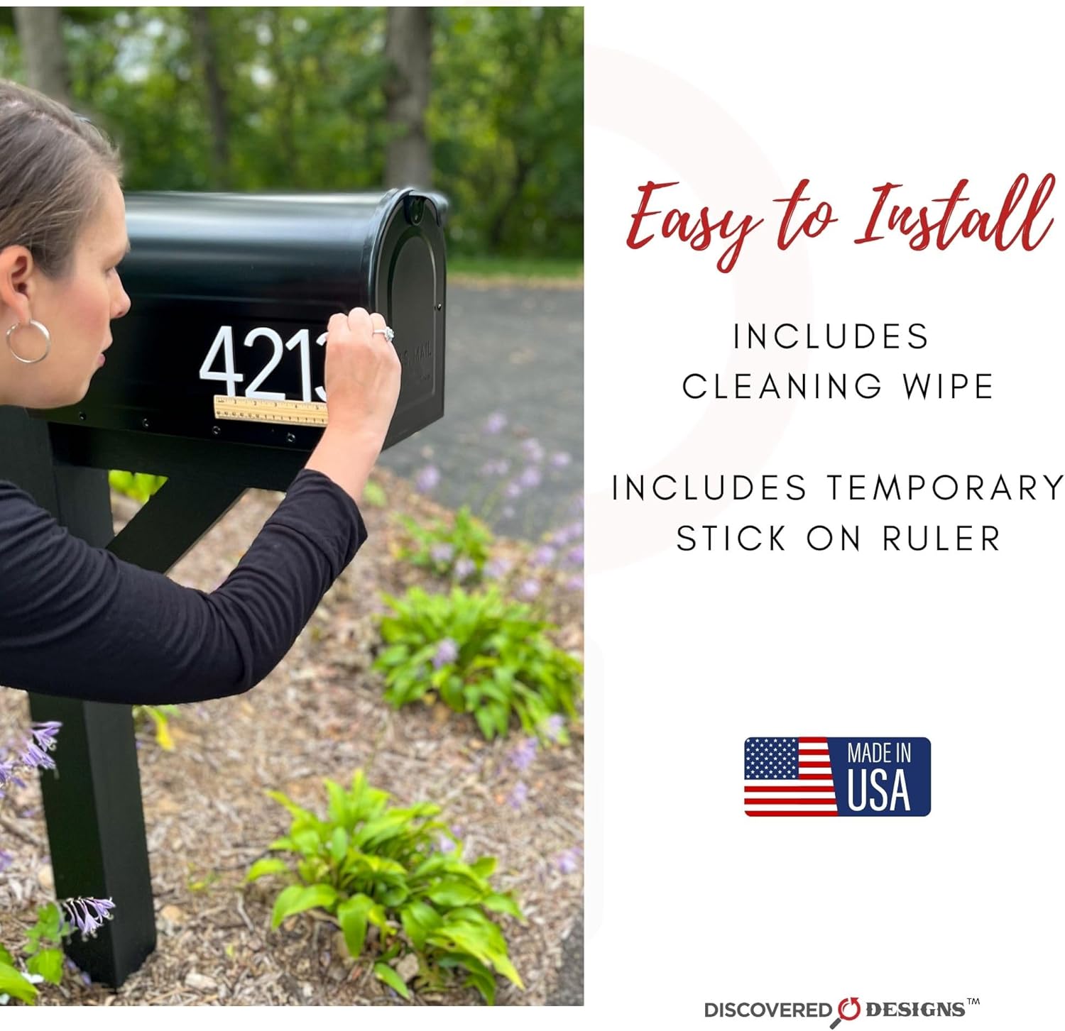 Discovered Designs – Premium Individual 3D Acrylic Mailbox Number - 2 in, 3 in, 4 in – Self Stick – Long Lasting – Weatherproof – Made in USA (Black)