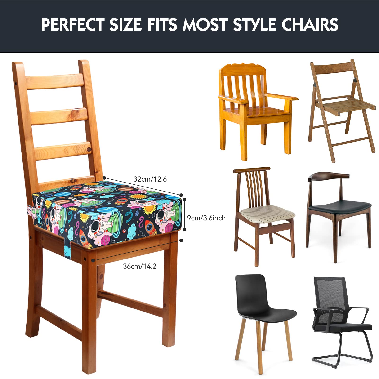 Alzador Silla para Niños Comer, Impermeable Fuerte Soporte Portátil Asiento Elevador para las Comidas de los Niños Pequeños, Fácil de limpiar Cojín del Asiento Elevador (Azul tibetano)
