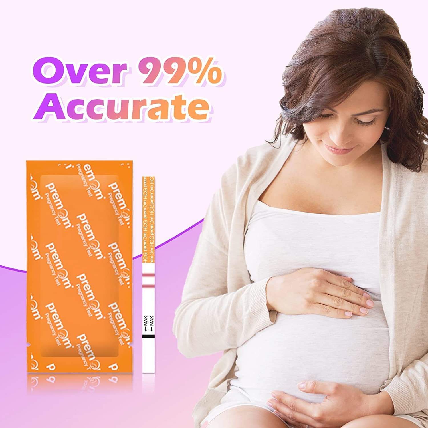 Premom hCG Pregnancy Test Strips 20 Individually Wrapped Pregnancy