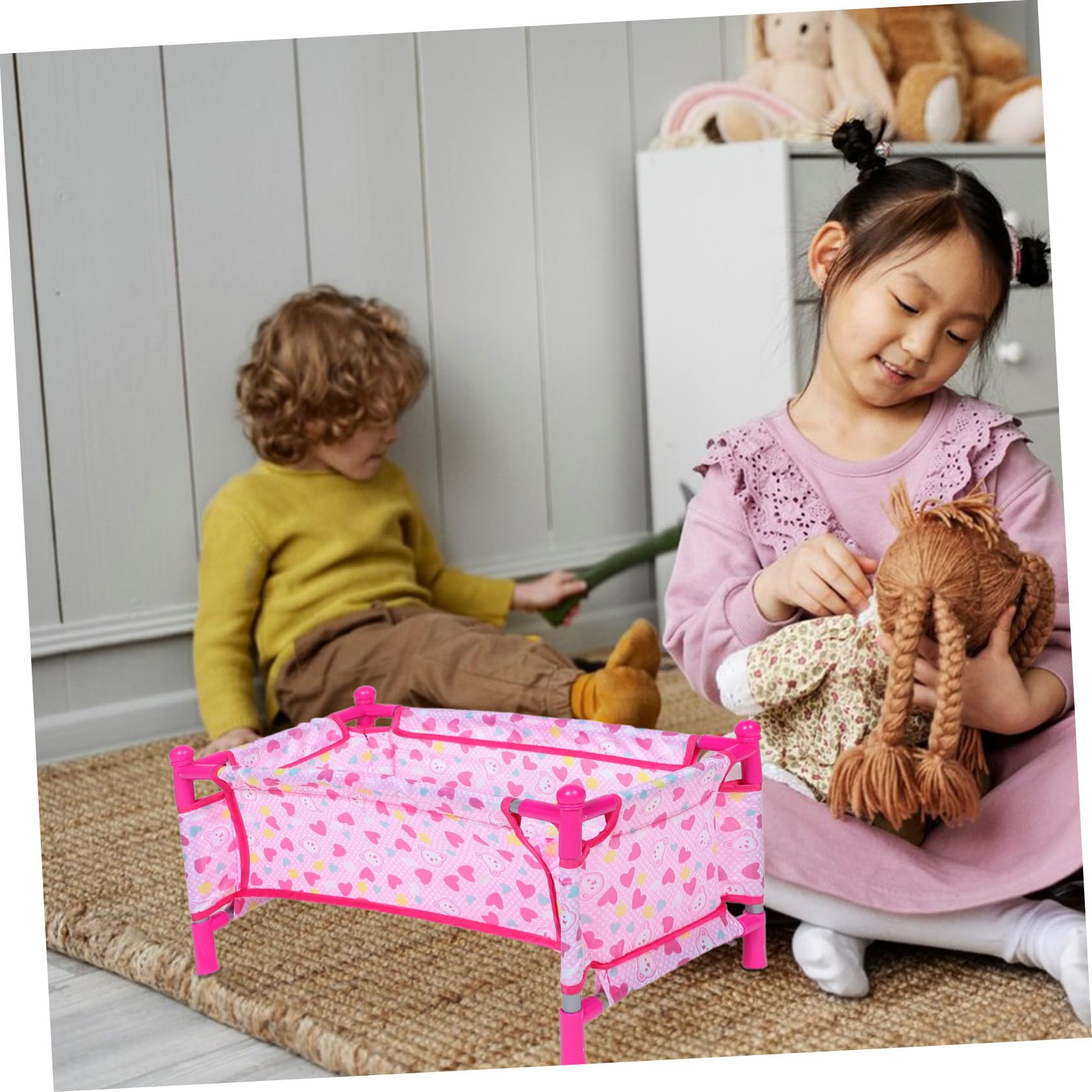 Cuna Pequeña para Muñecas Juguetes para Niños Litera En Miniatura Madera Color Natural Casa De Muñecas Accesorios Dormitorios En Miniatura Juguetes Creativos