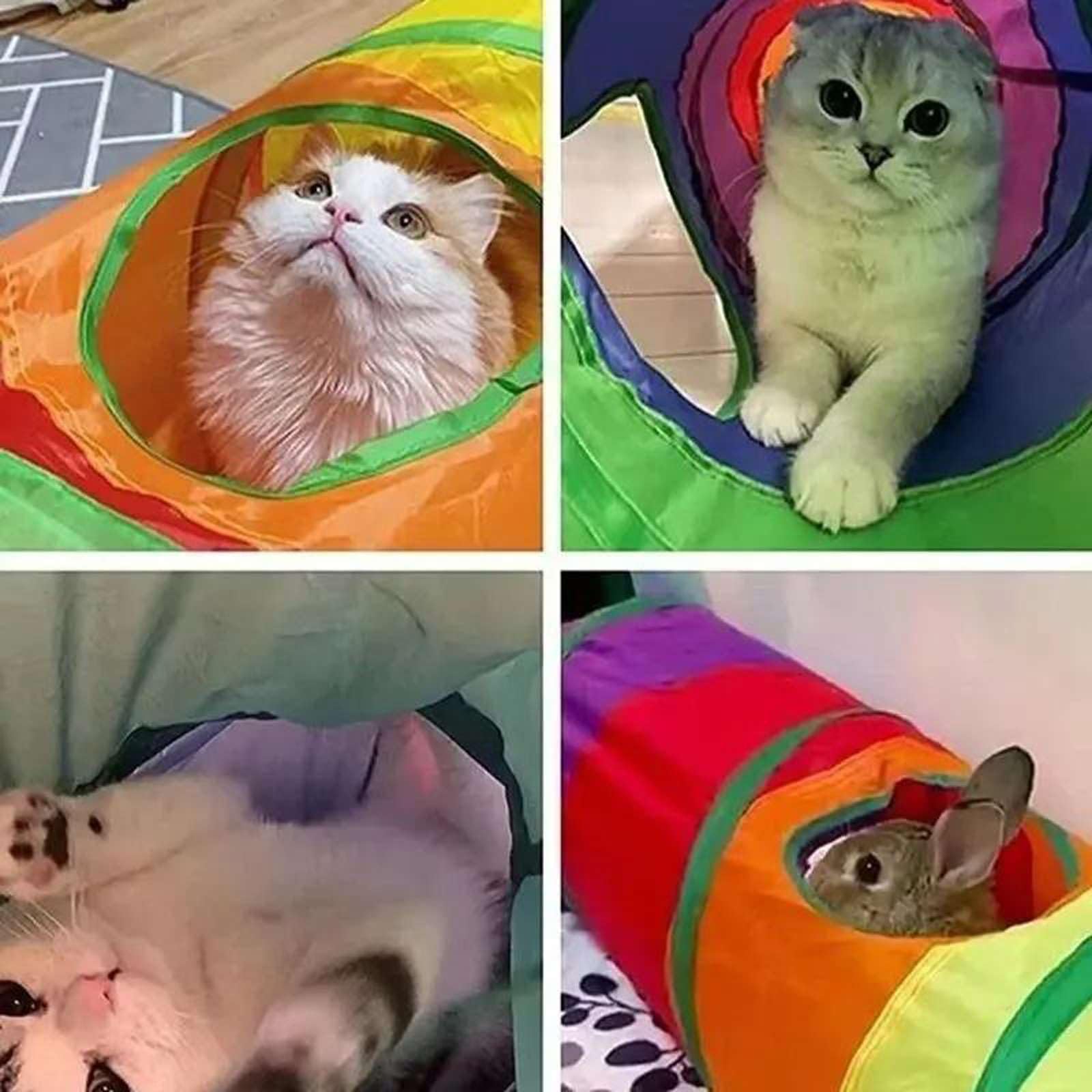 Túnel de Juego de Gato Plegable Juguetes para Mascotas Túnel de Gato conectable Juguetes de Tubo para Gatos Taladro Plegable