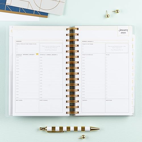 Miniatura 3 de Blue Sky Day Designer - Agenda diaria y mensual de 2022, 5 x 8 pies, cubierta flexible esmerilada, encuadernada con alambre, rayas azul marino