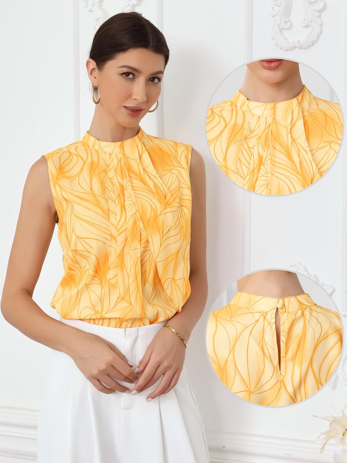 Allegra K Summer Dressy Tank Top for Women Sleeveless Floral Business Casual Work Blouse Top - Image 4