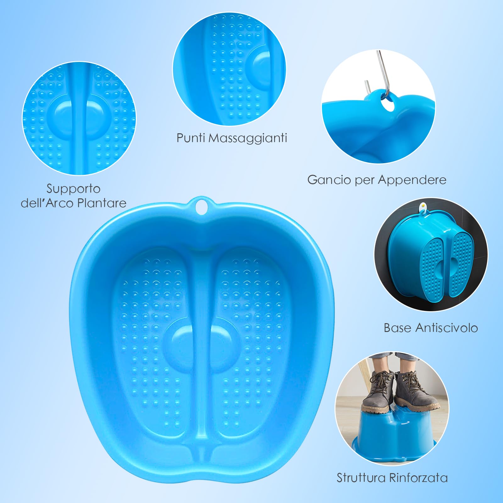 Piedi per vasca da bagno in plastica per pedicure, pedicure, disintossicazione per massaggi, bacino portatile per bagno, cucina, lavabo, secchio pieghevole per campeggio all'aperto
