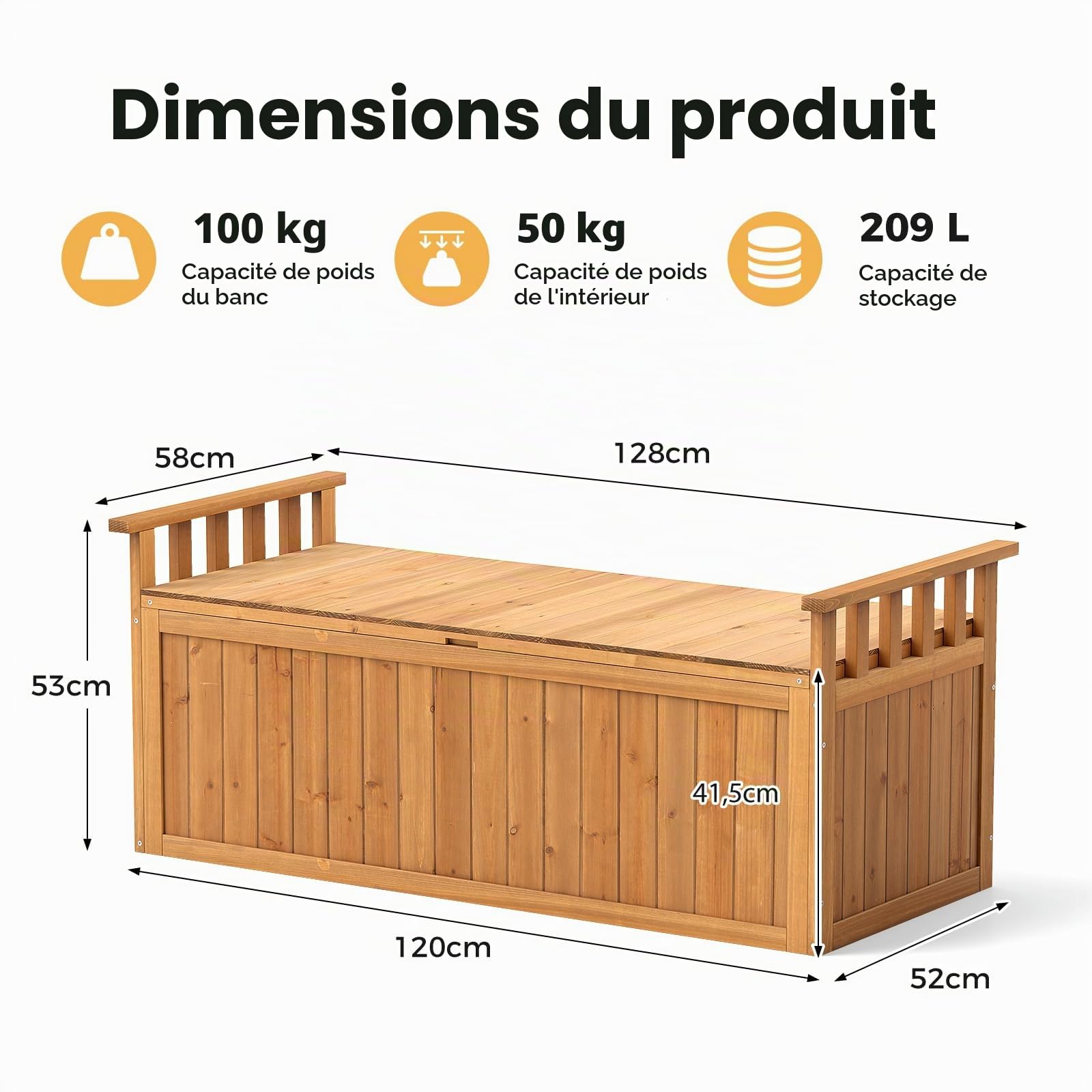 HOMASIS Coffre de Rangement Extérieur XXL Etanche en Bois