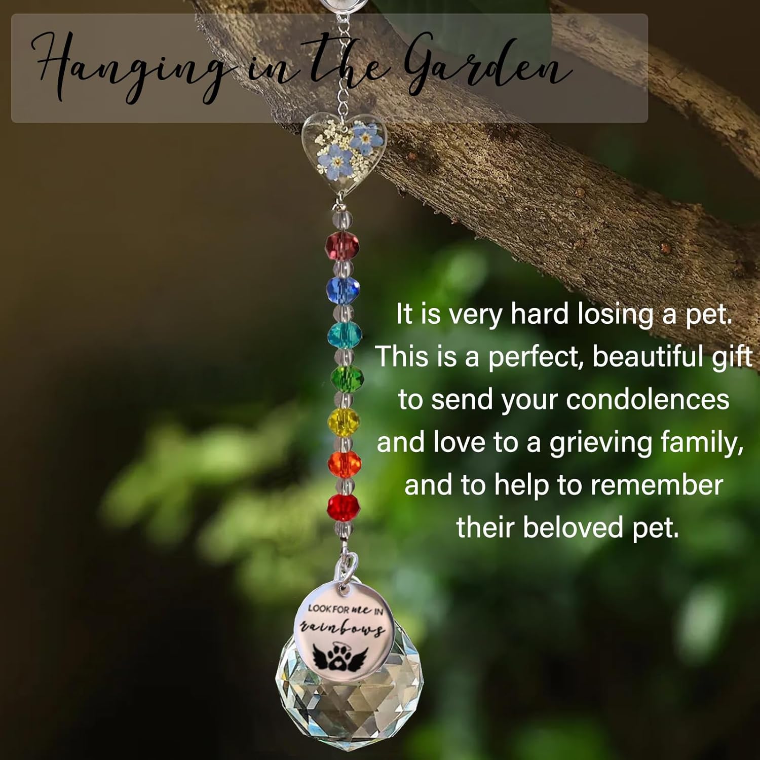 Pet Memorial Suncatcher Loss of Dog Sympathy Gift, Rainbow Bridge Dog Bereavement Cat Memorial Gifts, Passing Away Remembrance Gifts (1, Heart) - Image 4