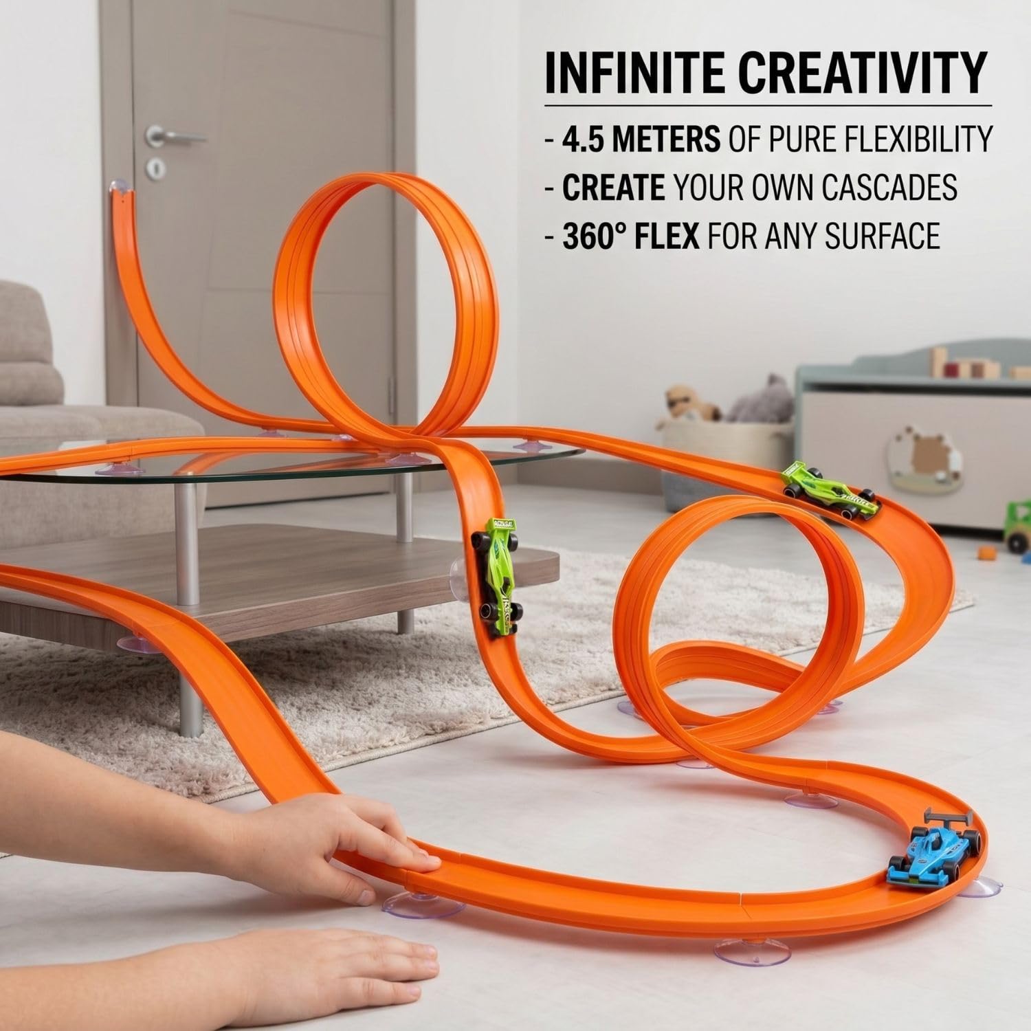 NITROBLAST© | Circuit Voiture Flexible | Cadeau Garcon 3 4 5 6 7 8 Ans | Jeu Fun| Jouet Compact| Idee Anniversaire Enfant Noel Saint Nicolas| Piste de Course F1 avec Ventouses | Compatible Hot Wheels
