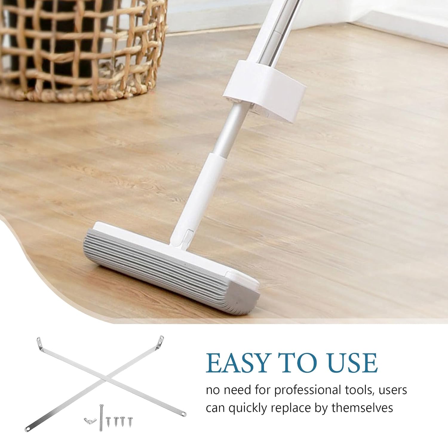 Replacement Flat Mop Rod Handle Pair 32cm Thickened Pull Rod Mop Repair Parts for Home and Commercial Floor Cleaning