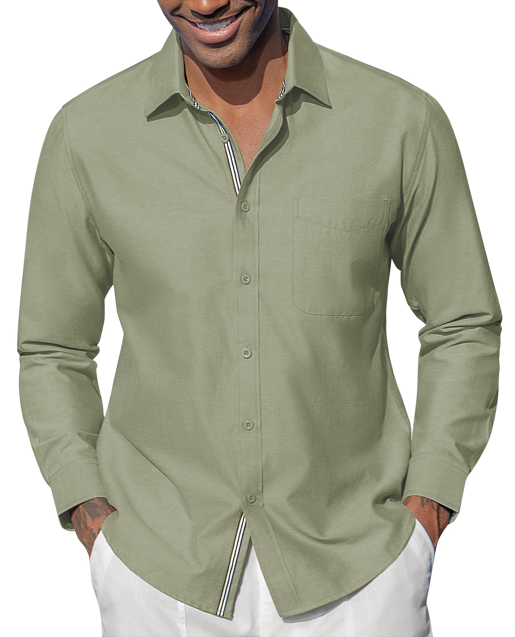 Lion Nardo Oxford Shirts for Mens Long Sleeve Dress Shirts Business Casual Button Down Shirts Untucked Shirts for Men