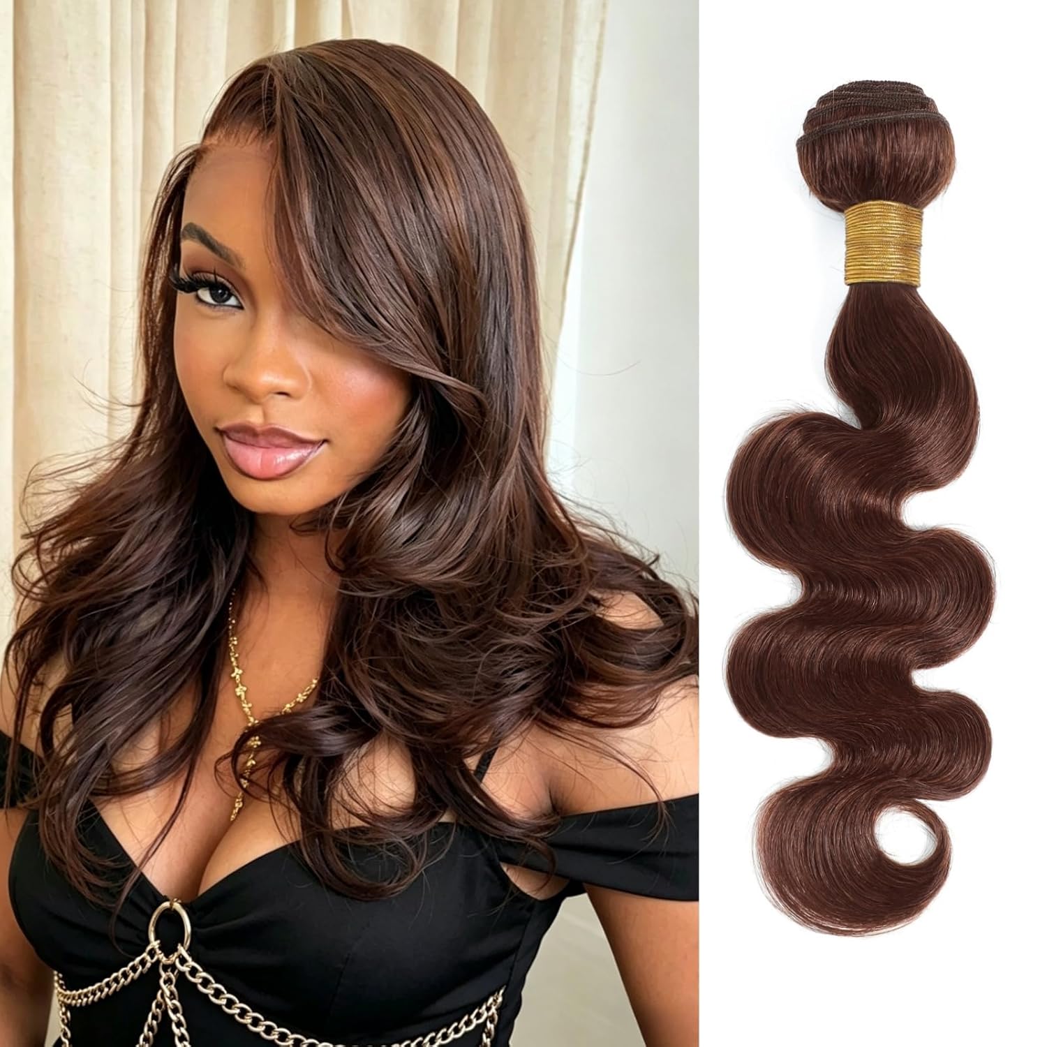 Chocolate Brown Body Wave Single Bundle Human Hair 10 Inch, 12A Soft Glossy 100% Unprocessed Remy Virgin Hair 1 Bundle Wavy Classy Colored #4 Dark Medium Brown Weaves Sew In Extension