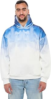 سويت شيرت شتوي مريح سهل الارتداء بتصميم مصبوغ بالربط للرجال من ريفين، لون أزرق وأبيض