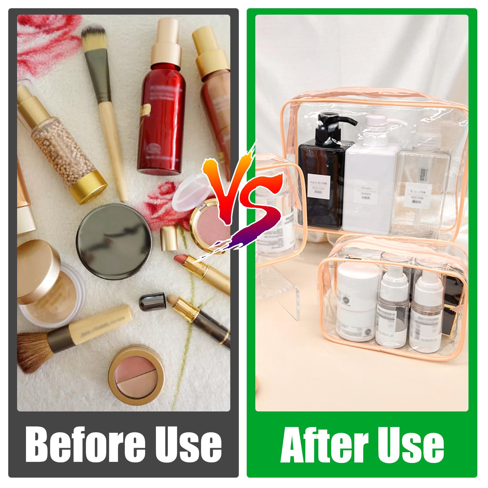 3 Pcs Trousse de Toilette Femme Transparente, Impermeable Trousse de Maquillage Transparente avec Glissière, pour Ranger Les Articles de Toilette, Les Cosmétiques et Les Produits de Soin pour la Peau - 4