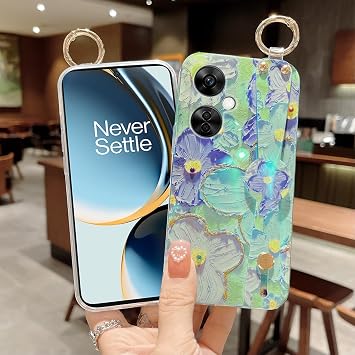 OnePlus Nord N30 5G用ケース エレガントな花びら用 リストバンドキックスタンド付き ウルトラスリム IMD ソフト TPU 耐衝撃保護ホルダーカバー Oneplus Nord N30/CE 3 Lite 5G用 ペット