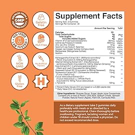Natures Craft Vegan Thyroid Gummies with Sea Moss - Thyroid Support Gummies for Comprehensive Support for Men and Women with Iodine Selenium and Other Potent Vitamins - Gelatin-Free Non-GMO 60