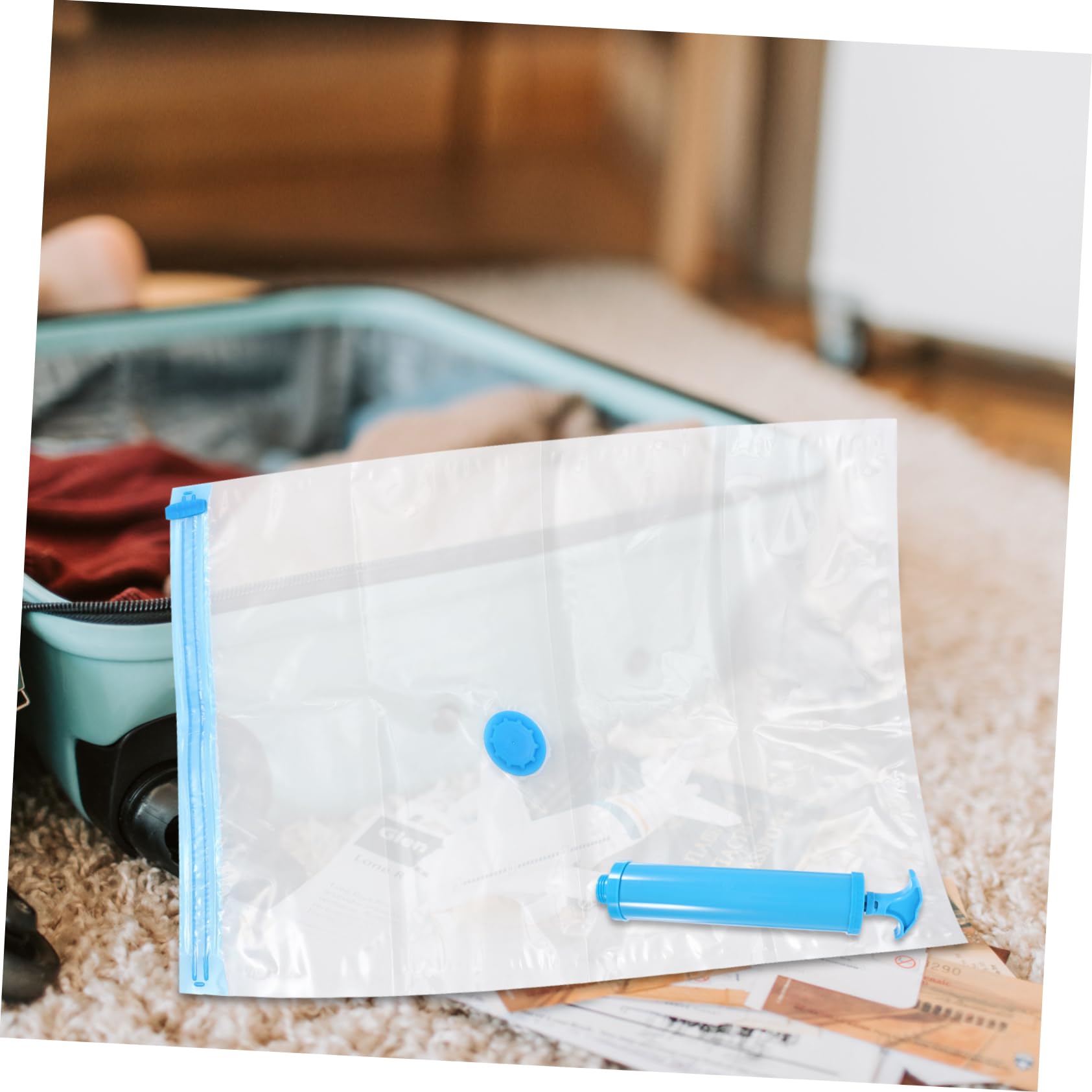 Bomba Manual 1 Juego de Bolsas de compresión para Viajes Bolsas de Sellado al vacío Bolsas de Almacenamiento sellador al vacío Bolsas de Sellado al vacío Bolsas de Almacenamiento