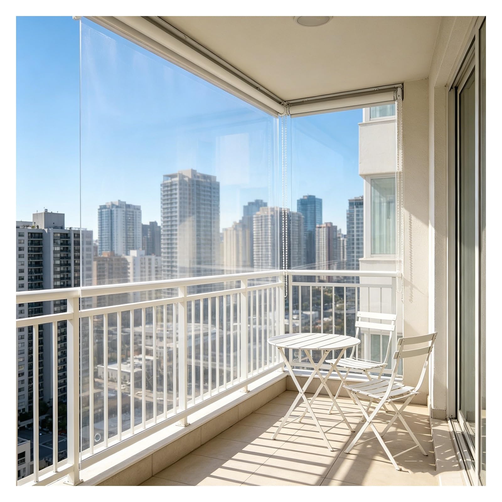 Waterproof outdoor roll up blinds，clear vinyl transparent roller blind，Transparent Waterproof Rainproof Plastic Window Blind，for Exterior Gazebo Office Windows Door(W70*H200cm/W27.55*H78.7in)