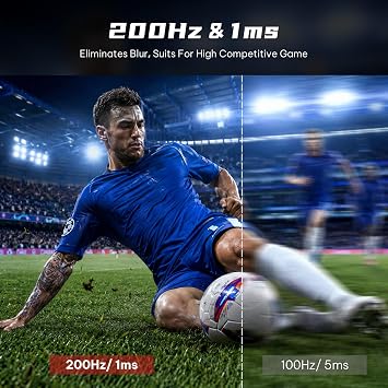 Great voell 24 Inch Curved Gaming Monitor 200Hz, 1ms MPRT, FHD 1080P Computer Monitor with 3000R Curvature, AMD FreeSync, 98% sRGB, HDR, DP HDMI Inputs, VESA for Home Office Esports