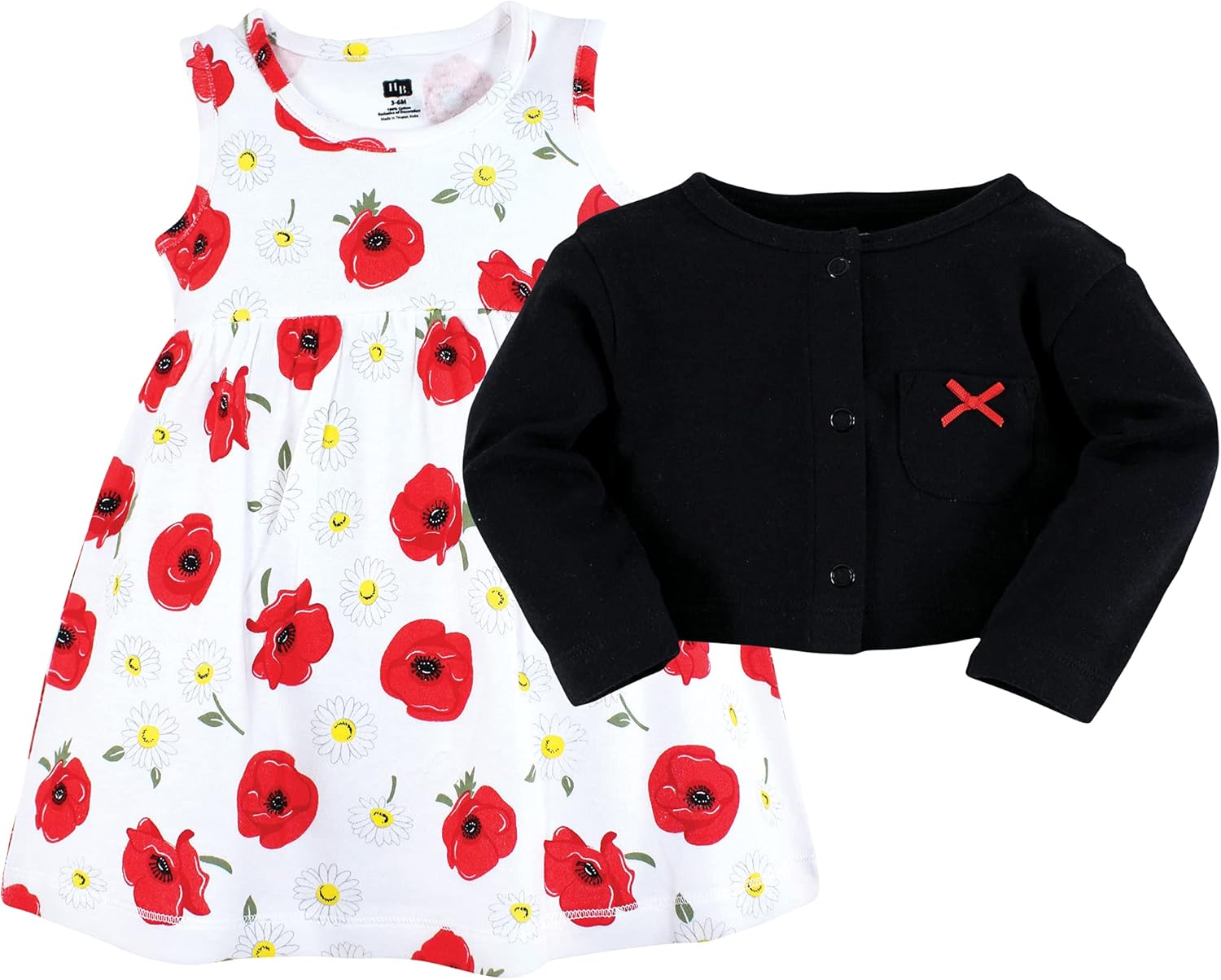 Hudson Baby Infant and Toddler Girls Cotton Dress and Cardigan Set - Image 3