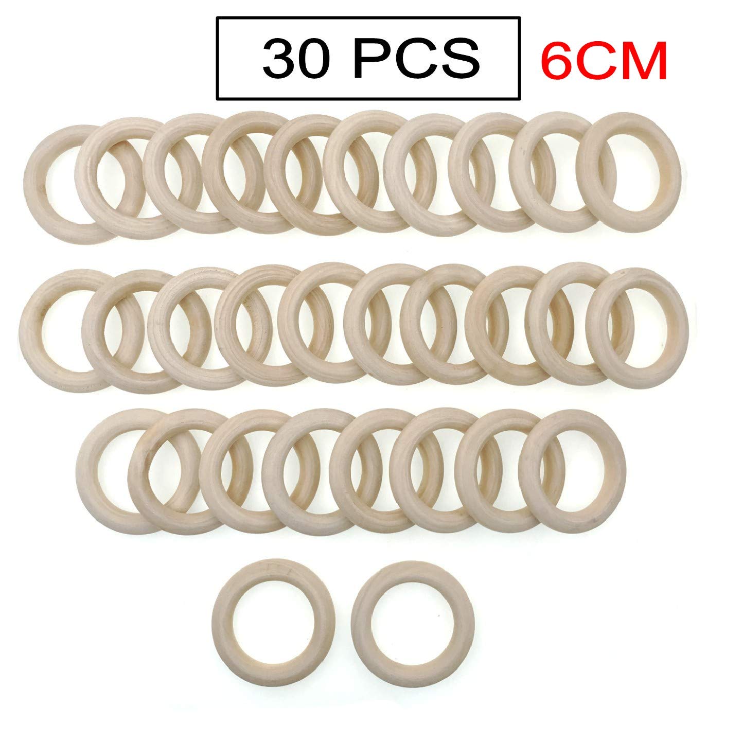 Lot De 6 Anneaux En Bois TOOINKCV - 90 Mm - Pour Macramé Et DIY - Naturels Non Traités