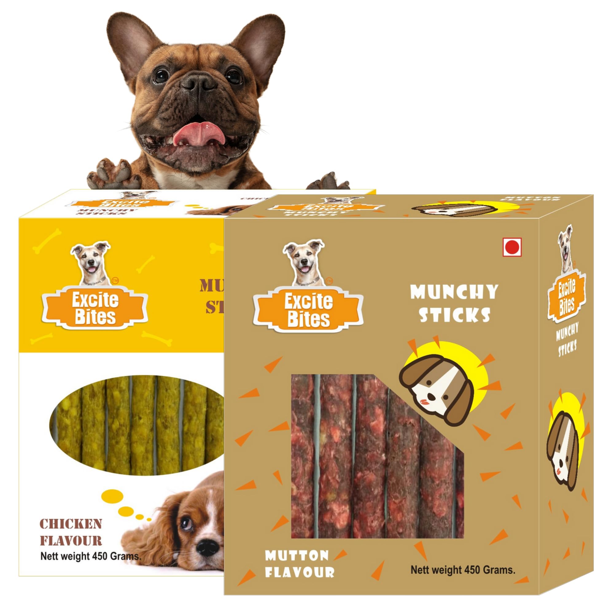 EXCITE BITES Combo Munchy Sticks for Dogs | Munchy Chicken & Mutton Sticks| Protein Chew Sticks for Dogs | Essentials Dog Treats for Adult & Puppies | Dental Sticks for Dogs -450g Each (Pack of 2) (B08R7BXGBZ) Amazon Price History, Amazon Price Tracker